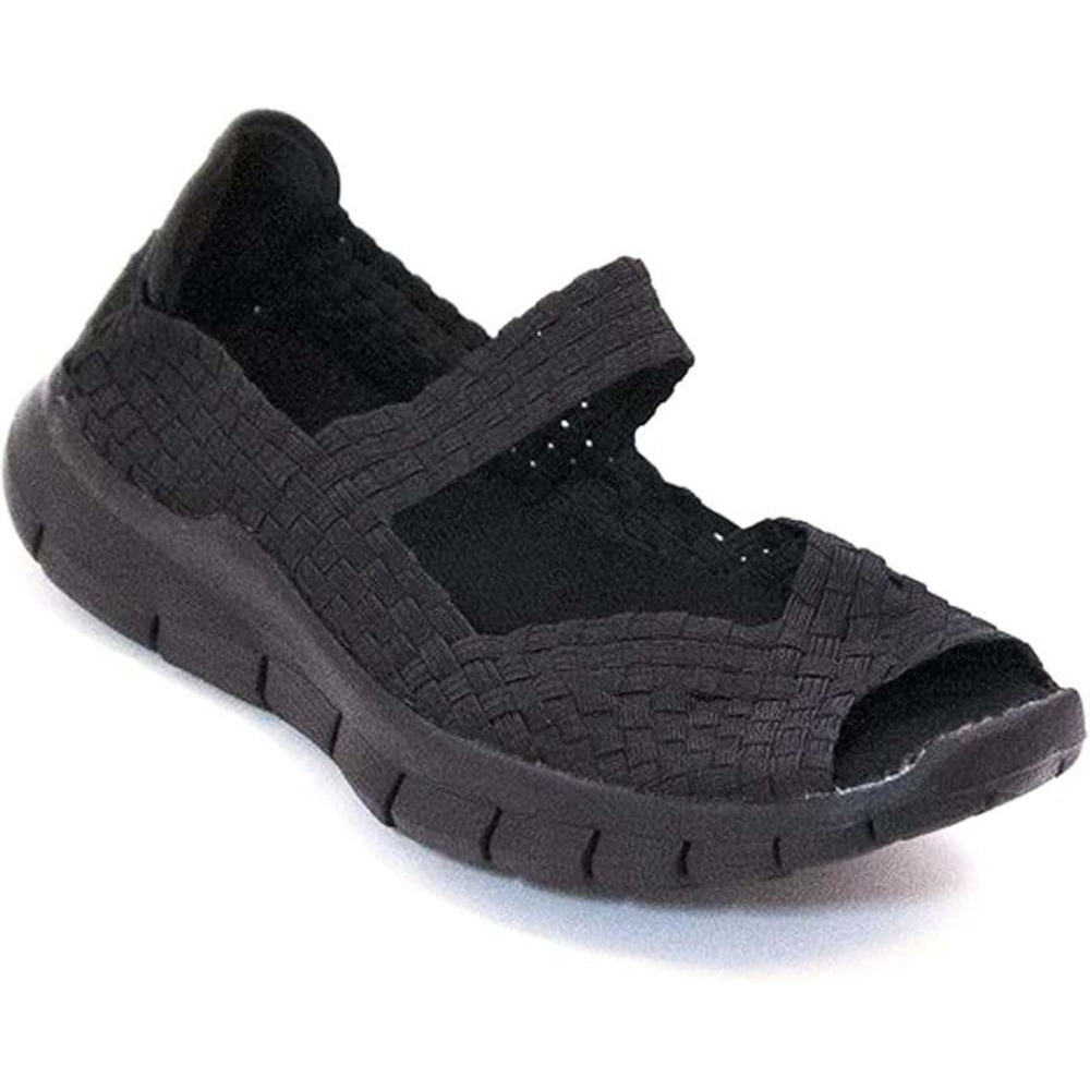 Bernie Mev Comfi Black Woven Elastic Memory Sandals Shoes NEW Sz 40 US 9